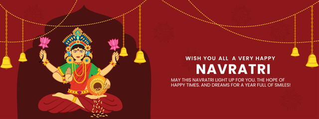 illustration of Goddess Maa for Happy Navratri Celebration Indian religious header banner background 