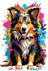 Fototapeta premium Collie Dog splash color