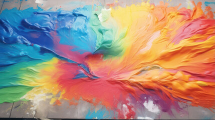 Fototapeta na wymiar multicolored painting, rainbow splash, A vibrant eruption of colorful color, Generative ai
