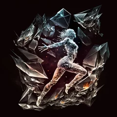 Foto op Plexiglas Beautiful jumping woman geometric silhouette illustration © Siberian Art