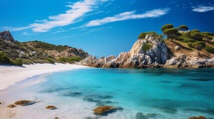 Fototapeta na wymiar A captivating view of Goloritze Beach, a stunning natural wonder located in the breathtaking island of Sardinia. This image showcases the beauty of this coastal paradise