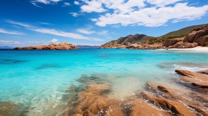 A captivating view of Goloritze Beach, a stunning natural wonder located in the breathtaking island of Sardinia. This image showcases the beauty of this coastal paradise