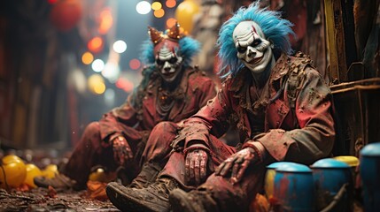 Obraz premium Crazy scary clowns