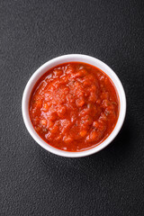 Delicious red Napoletana sauce with onions, salt, spices and herbs