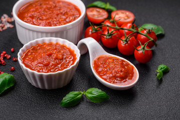 Delicious red Napoletana sauce with onions, salt, spices and herbs