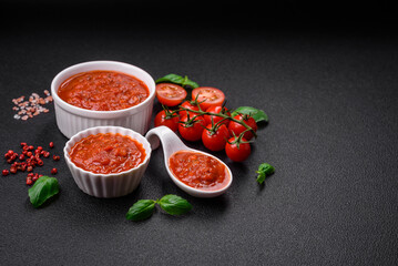 Delicious red Napoletana sauce with onions, salt, spices and herbs