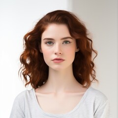 Fototapeta premium woman, hair, beauty, model, face, makeup, hairstyle, studio, skin, elegance, person, style, lady, model, face, makeup, close-up, sensuality, cosmetic, beautiful appearance, generative AI