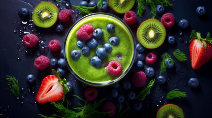 Healthy fruit smoothie fresh ingredients wellness, generative ai.