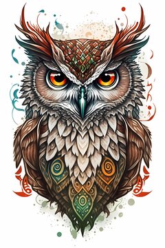Owl wild bird mascot totem spiritual symbol