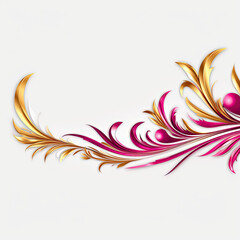 Magenta gold luxury decorative Filigree Elaborate on white Background, AI Generated