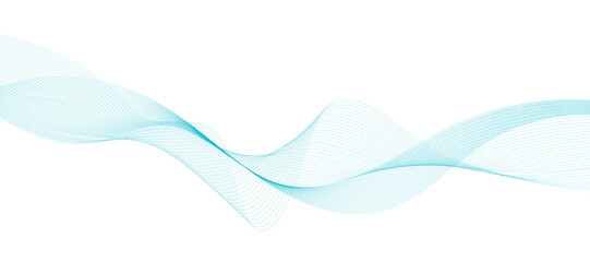 Abstract blue smooth wave on a white background. Dynamic sound wave. Design element. Vector illustration.