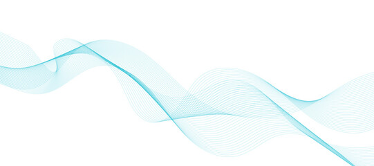 Abstract blue smooth wave on a white background. Dynamic sound wave. Design element. Vector illustration.