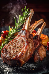 Lamb Rib and Shanks grill with herbs, Generative AI