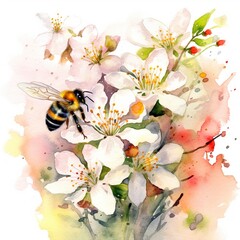 Watercolor floral illustration set