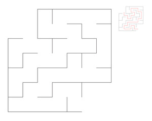 Square maze,  logic game with labyrinths.  maze game. A maze with answers