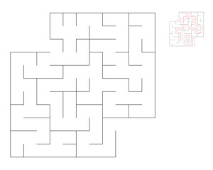 Square maze,  logic game with labyrinths.  maze game. A maze with answers