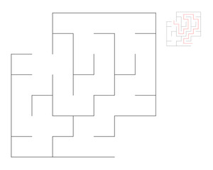Square maze,  logic game with labyrinths.  maze game. A maze with answers