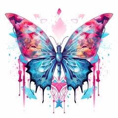 Cute little butterfly in the style of electric dream isolated on white background