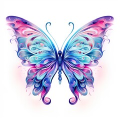 Cute little butterfly in the style of electric dream isolated on white background