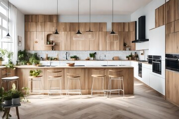 the interior design of the kitchen in a modern Scandinavian style