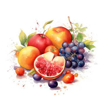 watercolor illustration of Makoy fruits, painted with delicate brushstrokes, AI Generated