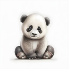 one cute baby animal character illustration on white background 