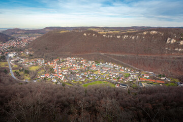 Aerial View of Lichtenstein City (Honau) - Lichtenstein, Germany