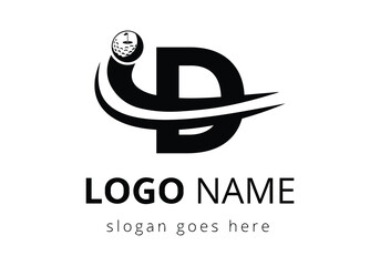 D Letter with Golf Sports Logo Template Design. Hockey Sport Academy Sign, Club Symbol. business, and company identity