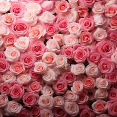 Beautiful pink rose flowers backgrounds, texture, petals, great for romantic Valentine's day banner, wedding, anniversary backdrops, with copy space.