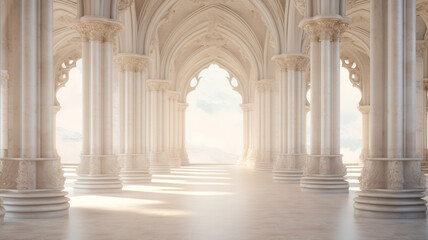Naklejka premium empty marble corridor with columns