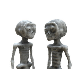 Non-human body, alien mummy, Nazca Mummy, Mexico. Black background. 3D rendering