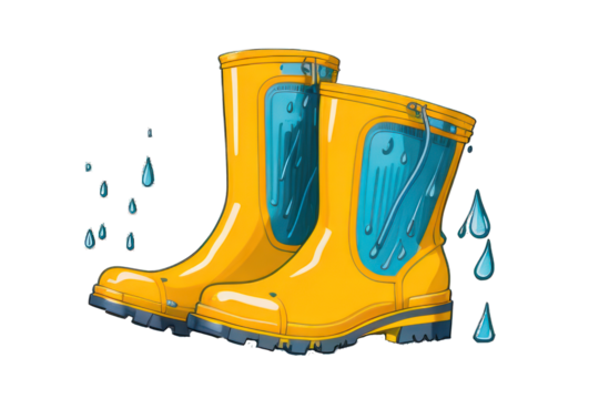 Yellow rain boots, Transparent background