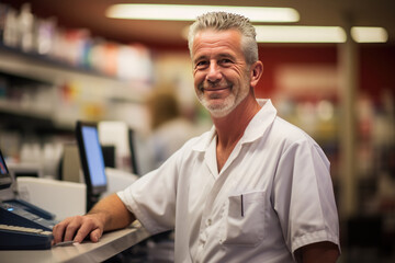 Fototapeta premium Pharmacist at the pharmacy.