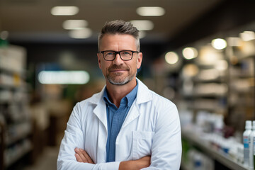 Fototapeta premium Pharmacist at the pharmacy.