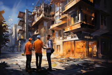 Illustration of Construction Workers - Conceptual Art