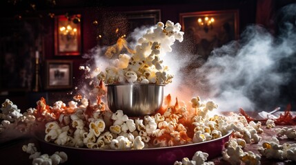 there is a lot of popcorn in the plate