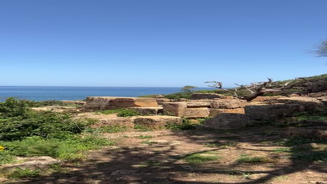Panoramic view of the Roman ruins in Tipasa, Algeria