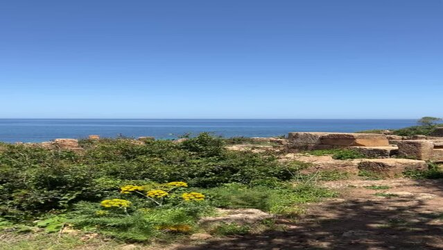 Panoramic view of the Roman ruins in Tipasa, Algeria