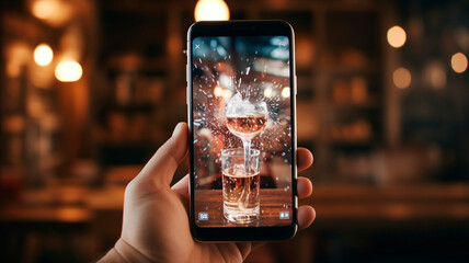 Advertising shot from smartphone in human hands. best advertising photos for mobile technology. Generative AI