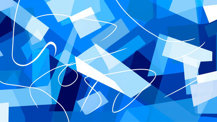 Vector image of lines, minimalist background, blue and white colors, cubism and linearity, Generative AI