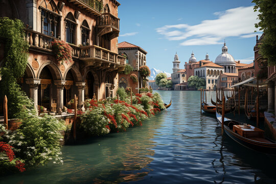 gandola boats in venice water canal