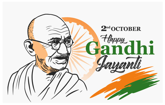 October mahatma Gandhi Jayanti Birthday Celebration with Hindi text Gandhi. Vector illustration