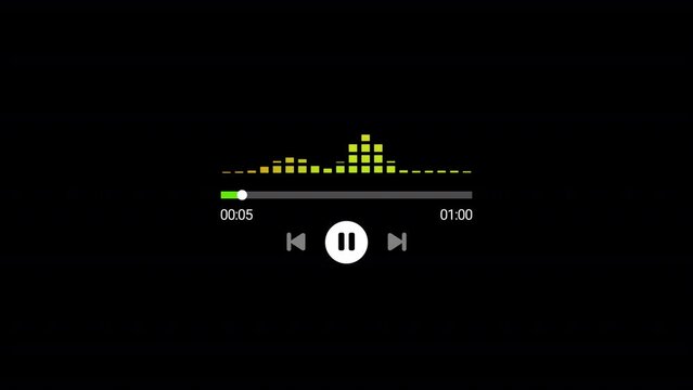 Music player scroll bar button with audio reactor, Music timeline or video track player, Timeline bar moving as song media playing, Audio music timeline bar moving with track