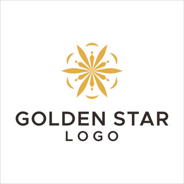 Elegant Octagonal luxury golden flower tile pattern mandala logo design