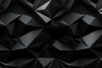 Obraz premium Abstract 3d texture, black crystal background, faceted texture, macro panorama, wide panoramic polygonal wallpaper | Generative AI