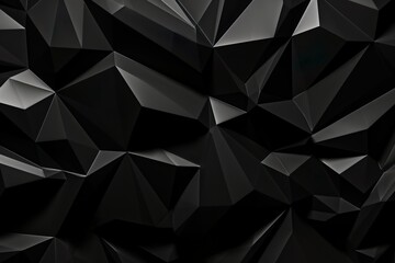 Abstract 3d texture, black crystal background, faceted texture, macro panorama, wide panoramic polygonal wallpaper | Generative AI