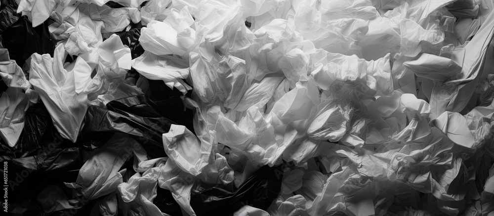 Poster environmental pollution due to various types of recycled shredded plastic necessitating ecology and 