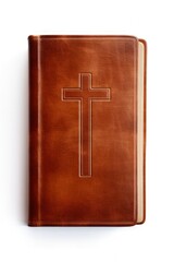 Holy Bible Isolated on White Background. A Christian Book of Faith and Belief in Jesus Christ, God, and the Cross