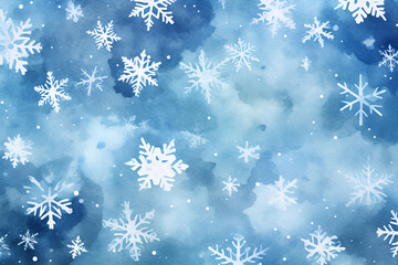 Fototapeta na wymiar Winter background. Watercolor snowflake