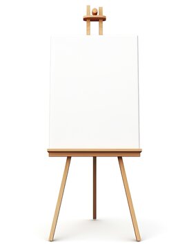 blank canvas on easel in light interior. 